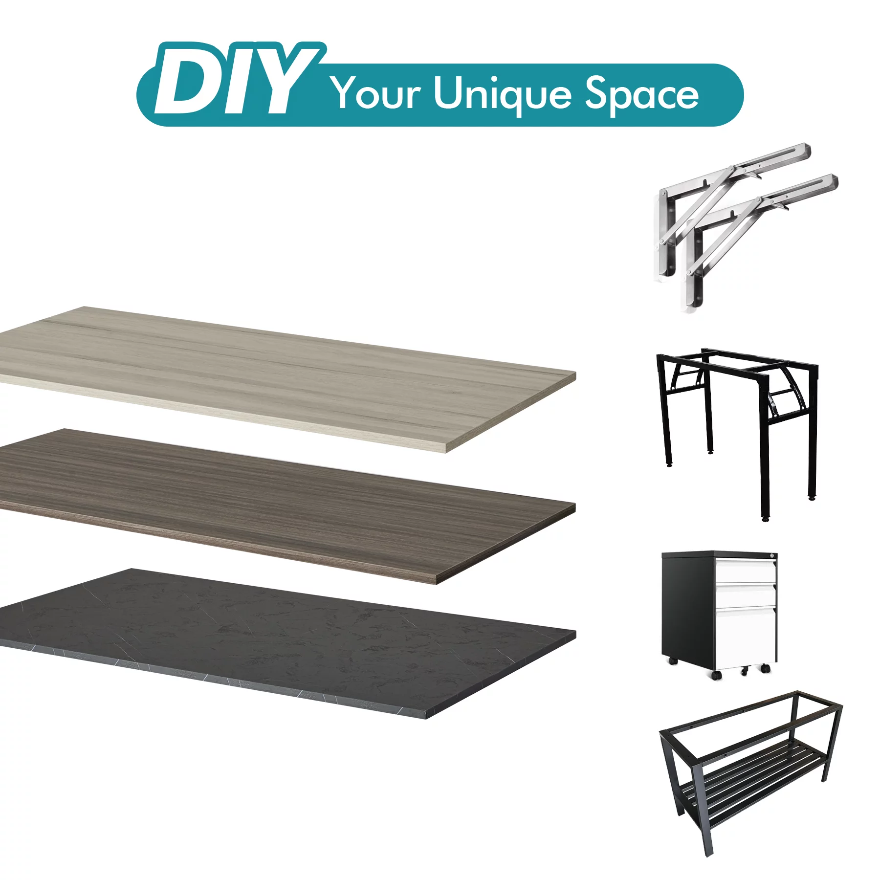 Kaboon 60x24 Universal Table Top, Rectangular Desk Top Reversible, Walnut