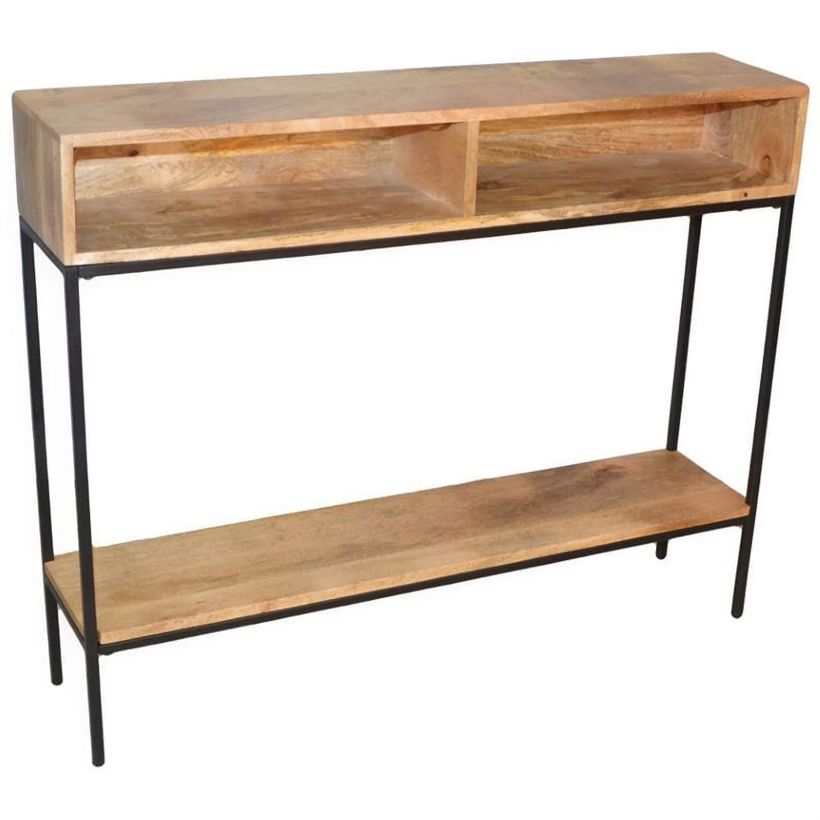 Carolina Classics Edvin Solid Mango Wood Top Console Table in Natural/Black