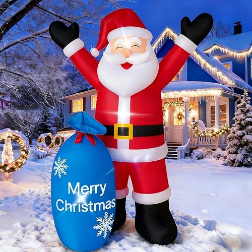 Christmas Decorations Outdoor Inflatables 5FT Santa Claus Holding Garland Inflatable Yard Decor with Build-in LEDs Blow Up for Christmas Party Indoor Outdoor Yard Garden Lawn Patio