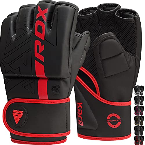 RDX MMA Gloves Grappling Sparring, Pre-Curved Mixed Martial Arts Mitts Men Women Boxing Gloves, Maya Hide Leather Kara Cage Fighting Workout, Combat Sports Training, Muay Thai, Punching Bag Kickboxing