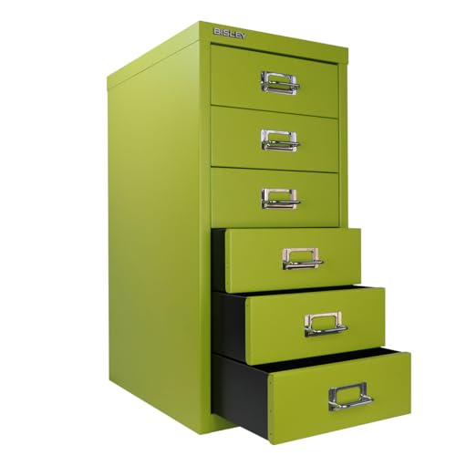 Bisley 10-Drawer Steel MultiDrawer Cabinet - Black, Chrome Pull Handles with Label Holders, Powder-Coated Steel, Removable Drawers, Fits Under Most Desks, Labels Included