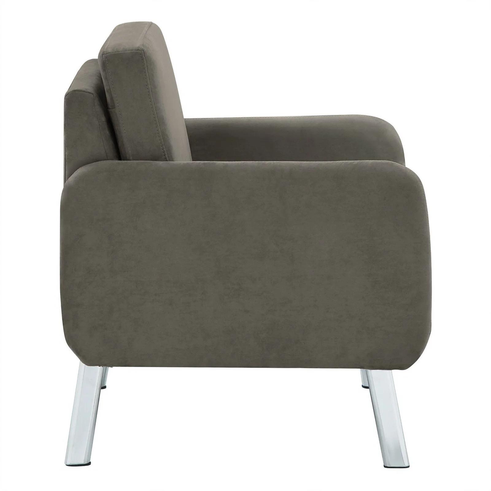 Lounge Chair in Charcoal Fabric with Chrome Legs