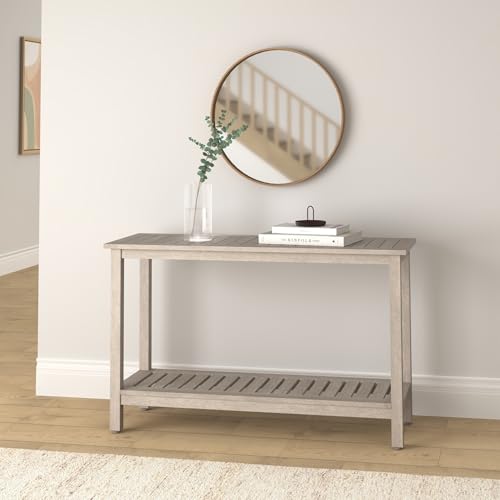Best Choice Products 48in 2-Shelf Eucalyptus Wooden Console Table Indoor Outdoor Multifunctional Buffet Bar Storage Organizer w/Foot Sliders - Espresso