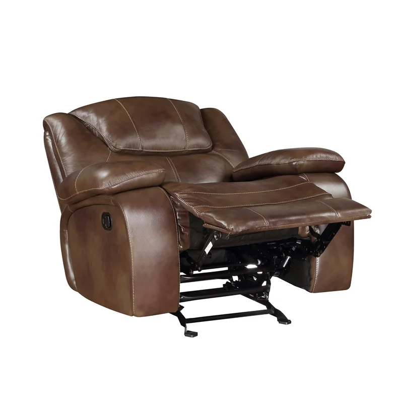 Lexicon Ellicott Leather Match Glider Reclining Chair in Brown