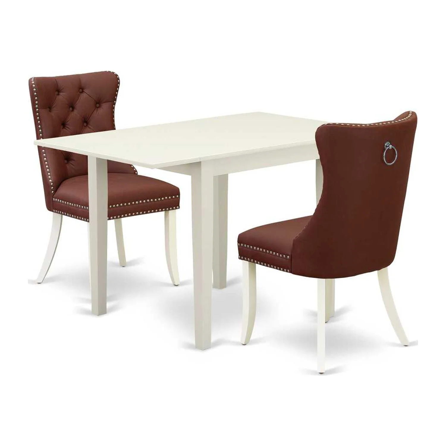 East West Furniture 3 Piece Dinette Set Consists of a Rectangle Dining Table with Dropleaf