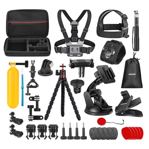 NEEWER 50 in 1 Action Camera Accessory Kit Compatible with GoPro Hero 12 11 10 9 DJI OSMO 4 3 2 Insta360 X3 X2 GO 3 SJCAM DBPOWER AKASO VicTsing APEMAN WiMiUS QUMOX Lightdow Campark Sony Sports DV