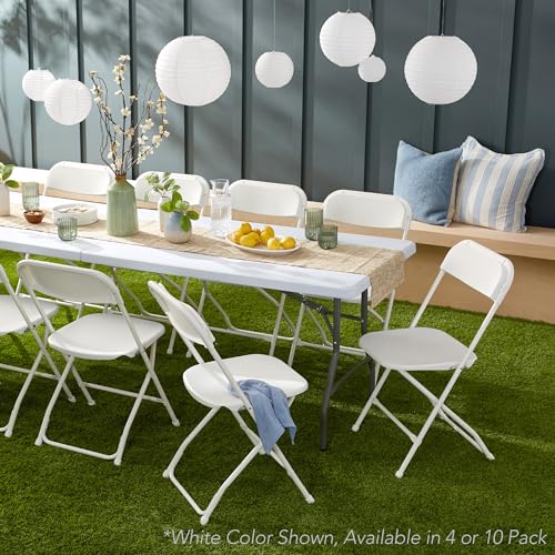 Best Choice Products Set of 10 Plastic Folding Chairs, Portable Stacking Indoor Outdoor Seating for Home, Yard, Garden, Parties, Events w/Non-Slip Feet, 350lb Weight Capacity - Black