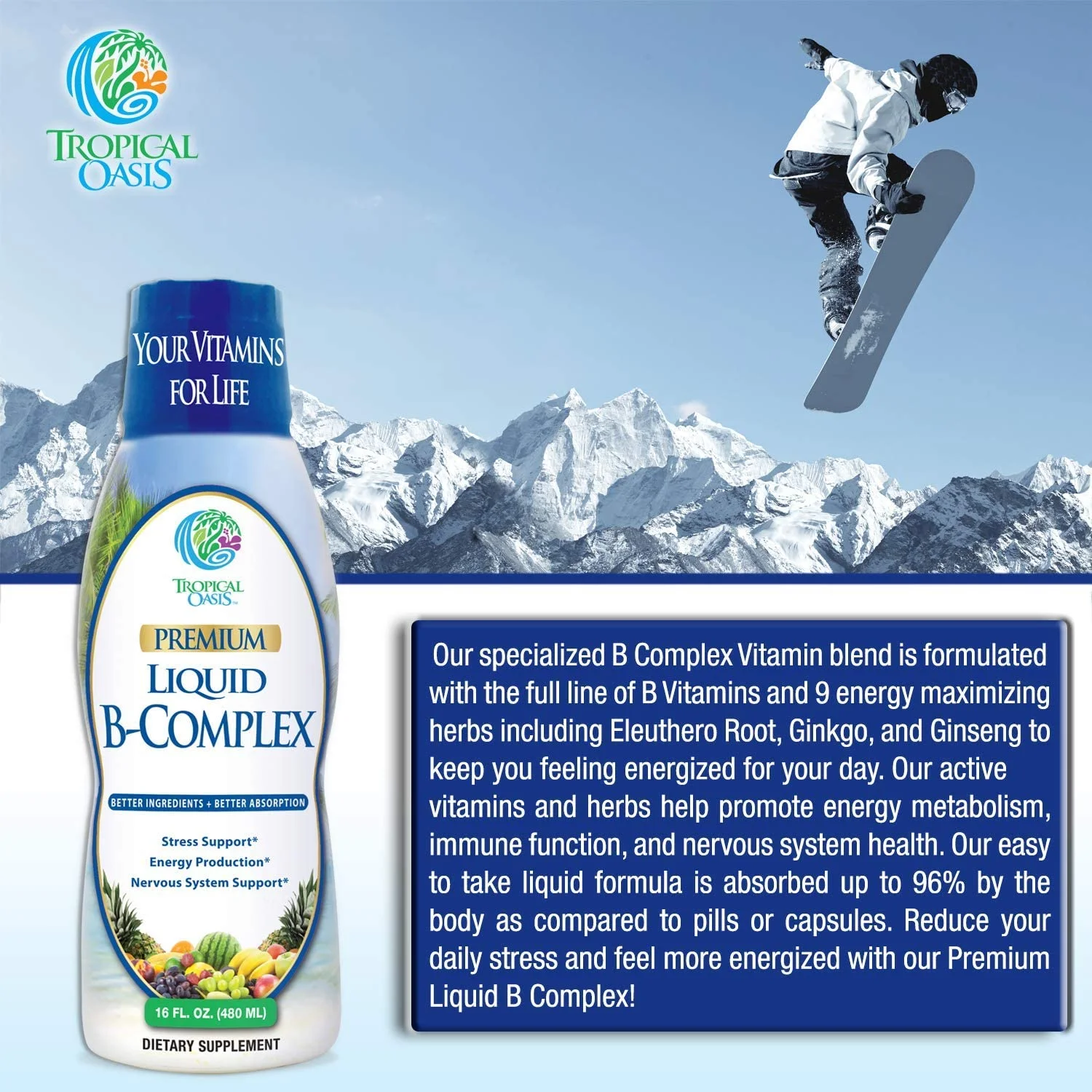 Tropical Oasis Premium Liquid B-Complex 16 fl oz Liq