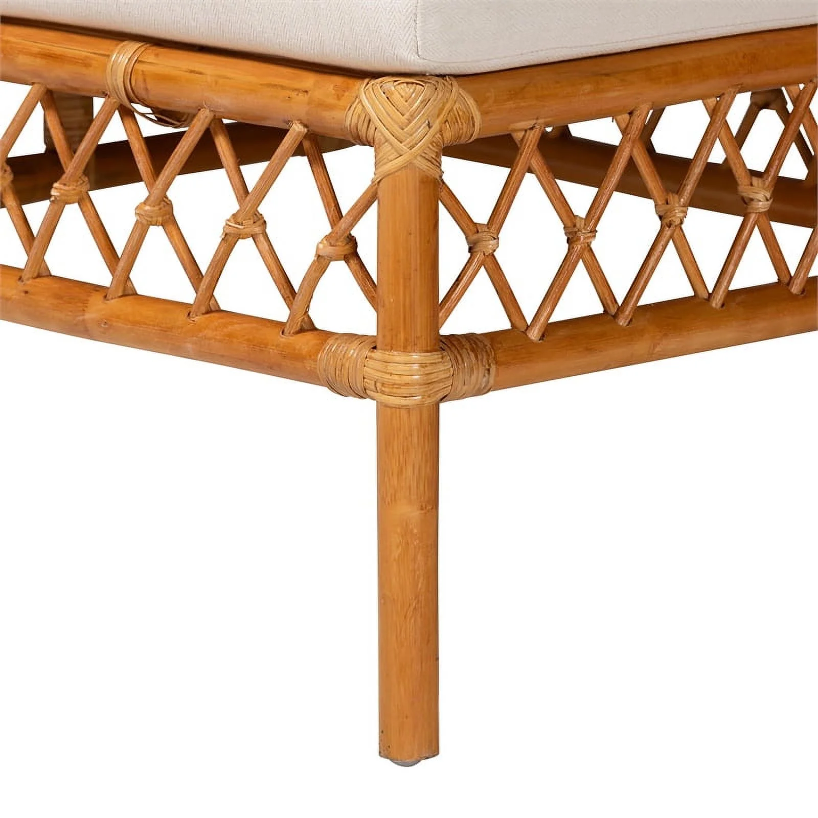 Pemberly Row Modern Bohemian Honey Rattan 4-Piece Dining Nook Set