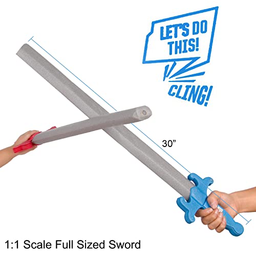 Liberty Imports 6 PCS Giant Foam Swords, Large 1:1 Scale Strong Toy Weapons, Kids Medieval Warrior Knights Pretend Play Safe Fighting Set - Red vs Blue (30 Inches)
