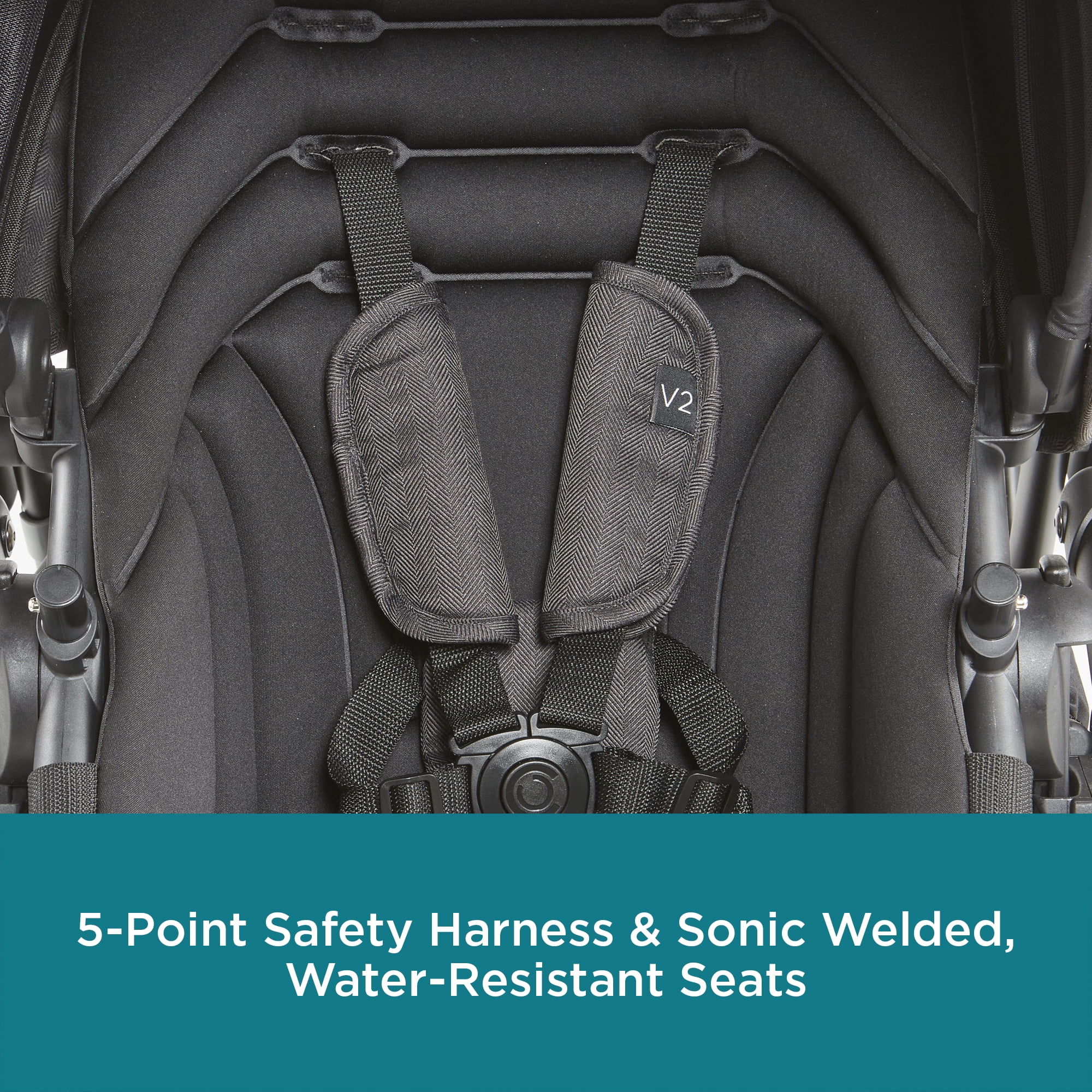 Contours Curve V2 Double Tandem Stroller, Black Herringbone, Unisex