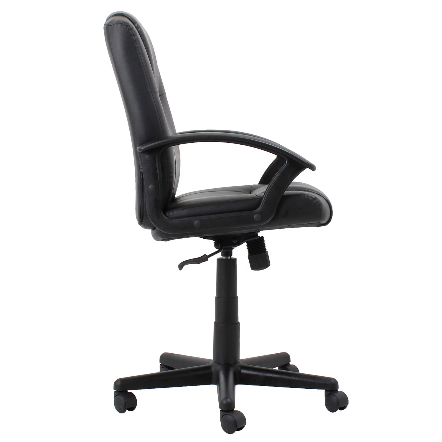 Executive Chair With Mid Back & Fixed Arms, Bonded Leather, Black