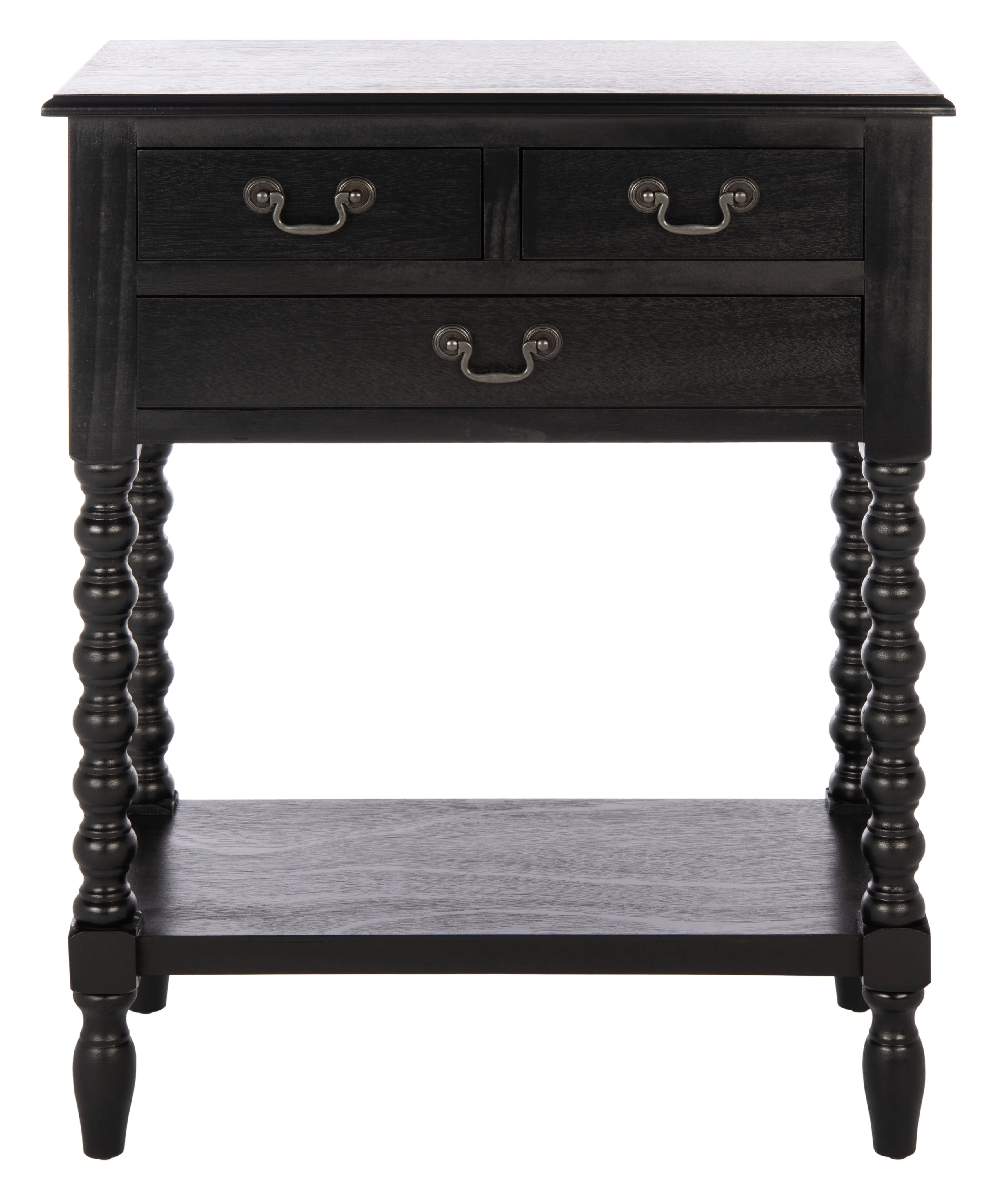 SAFAVIEH Athena French 3-Drawer Black Wood Rectangle Console Table (23.5 in. W x 13 in. D x 29.5 in. H)