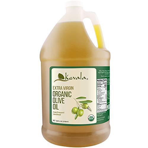Kevala Organic Extra Virgin Olive Oil – 128 fl oz – Gallon Olive Oil – Extra Virgin Olive Oil Cold Pressed – Organic Olives – Oil Olive – Olive Oil Bottle