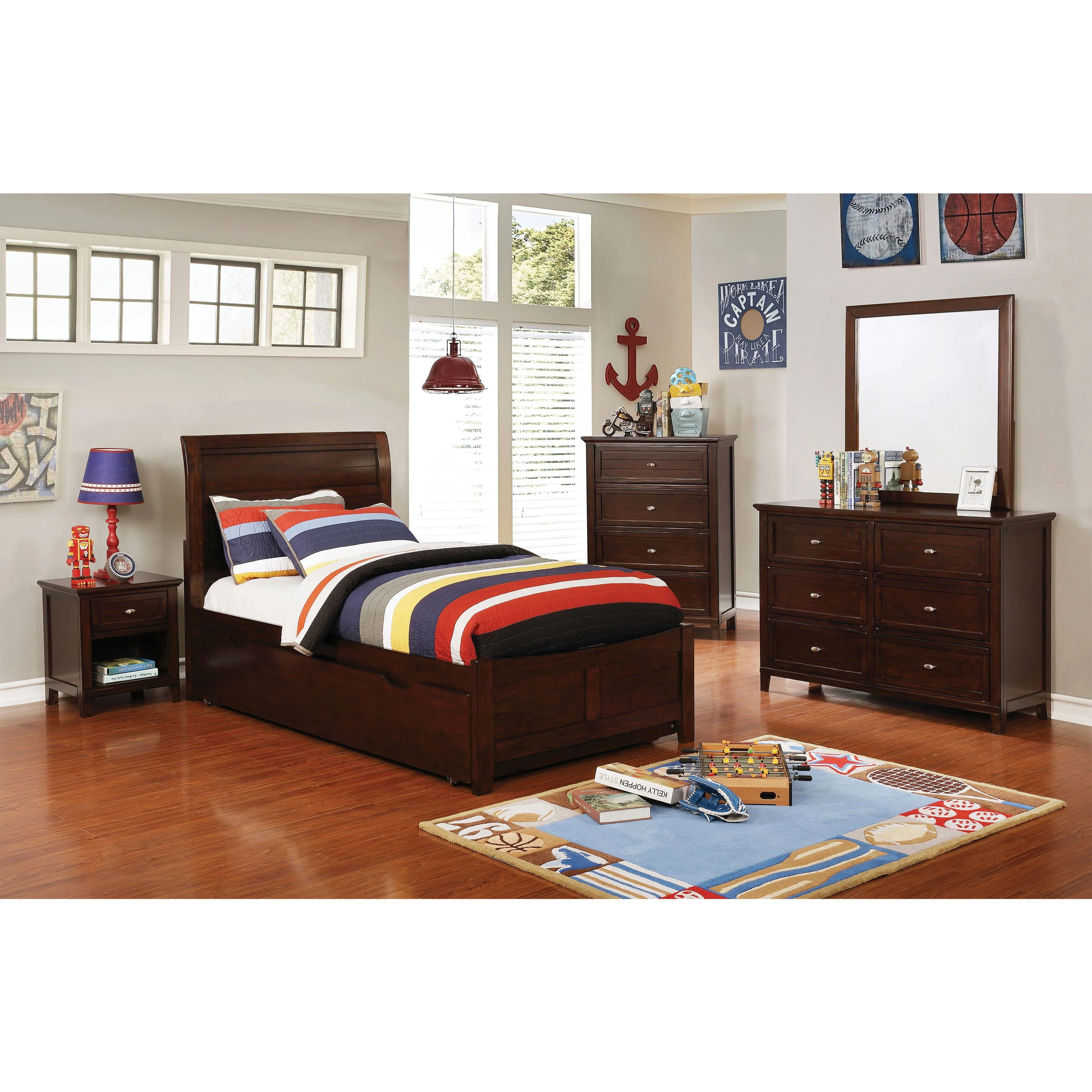 Furniture of America Covington Transitional 4-Drawer Chest, Brown Cherry