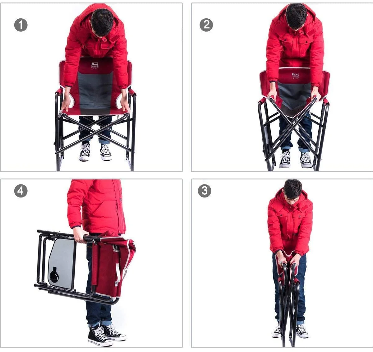 Timber Ridge Director's Chair Folding Aluminum Camping Portable Lightweight Chair Supports 300lbs with Side Table, Outdoor