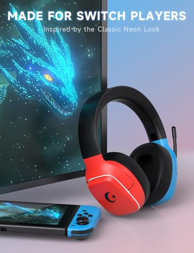 2.4GHz Wireless Gaming Headsets for PS5, PS4, PC, Switch - Bluetooth 5.3 Gaming Headphones with Noise Canceling Mic, 7.1 Surround Sound, 70H Battery, Blue Lighting - White
