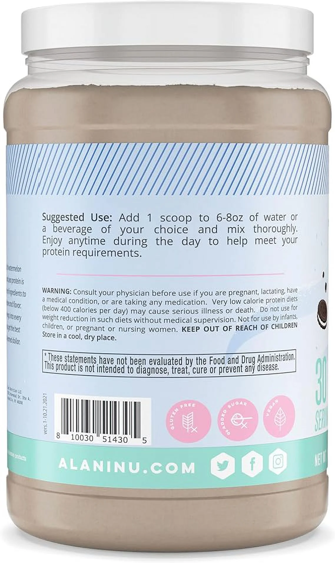 Alani Nu Plant-Based Protein Powder Frosted Flurry | 17g Vegan Protein | Meal Replacement Powder | No Sugar Added | Low Fat, Low Carb, Dairy Free, Pea Protein Isolate Blend | 30 Servings
