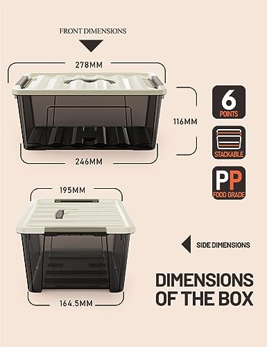 WYT Clear Storage Latch Bins, 6-Pack Storage Organizer Box with Handle and Lids, 5-Litre