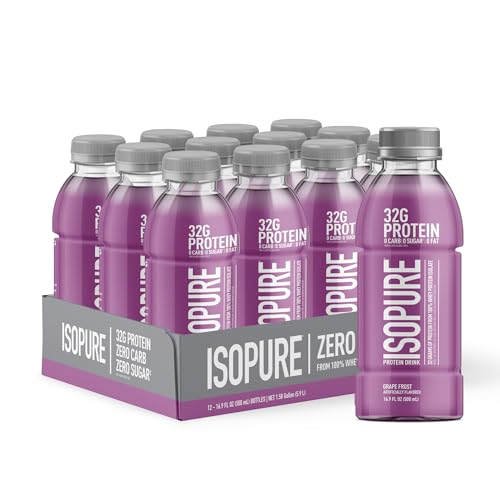 Isopure Zero Carb 32g Clear Protein Ready-to-Drink, Whey Protein Isolate, Blue Raspberry, 12 Pack (Packaging May Vary)