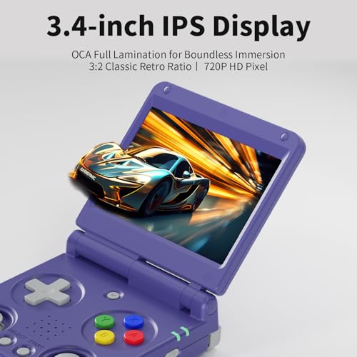 RG 34XXSP Retro Handheld Game Console Linux 3.4 inch IPS Screen 720*480 5000+ Classic Games 64G Card RG 34XXSP Retro Gaming Console Handheld 3300mAh Battery Compatible with WiFi HDMI Bluetooth Yellow