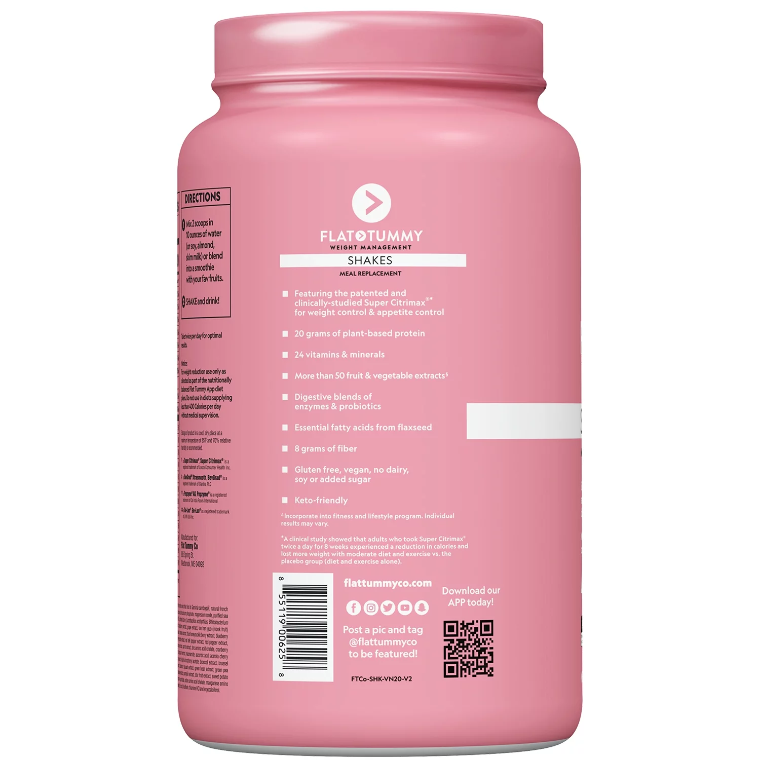 Flat Tummy Shakes, Vanilla Protein Powder - Vegan, Keto, Meal Replacement Shake