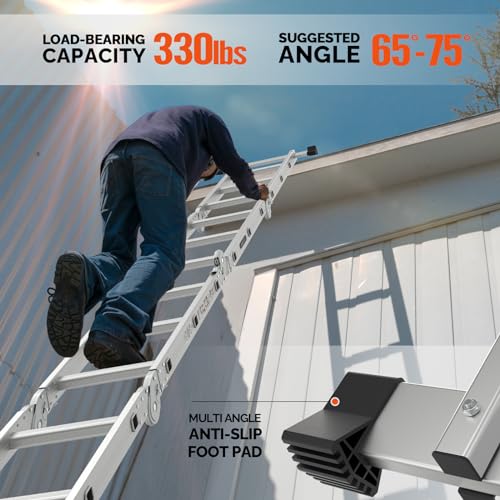 LUISLADDERS Folding Ladder Multi-Purpose Aluminium Extension 7 in 1 Step Heavy Duty Combination EN 131 Standard (12.5 Feet)
