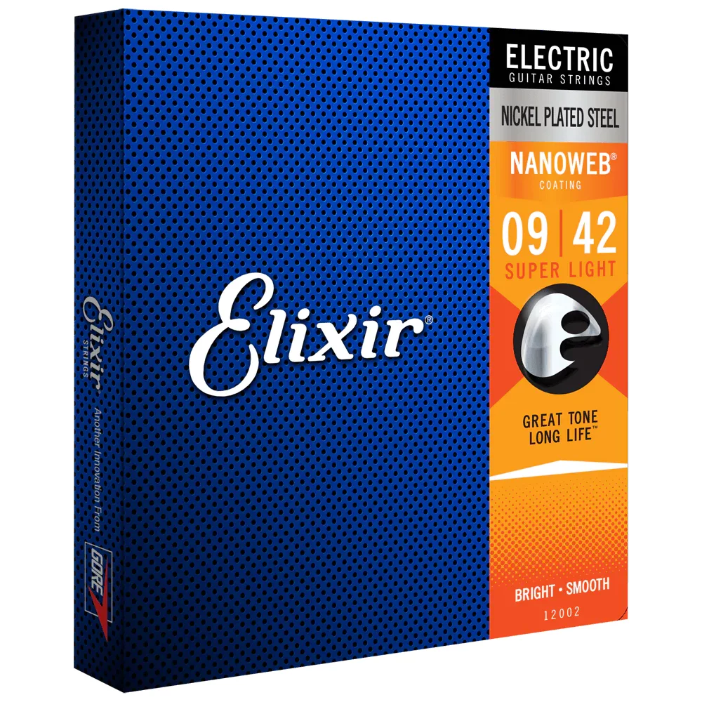 3 Sets! Elixir NANOWEB Nickel Electric — 12002 Super Light .009-.042