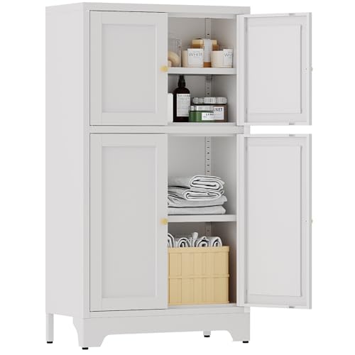 Metal Locker Storage Cabinet with 2 Doors and 4 Shelves，39.96