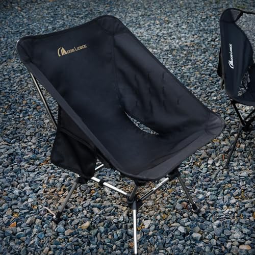 MOON LENCE Portable Camping Chair Plus, Larger & Roomier, Compact and Lightweight Still, Folding Chair for Backpacking & Hiking, 330Lbs Capacity (Black)