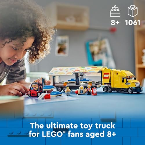 LEGO City Yellow Delivery Truck Toy, Comes with a Semitruck Model, Forklift and 4 Minifigures for Pretend Play, Fun Birthday Gift Idea for Kids' 8 Years Old and Up, 60440