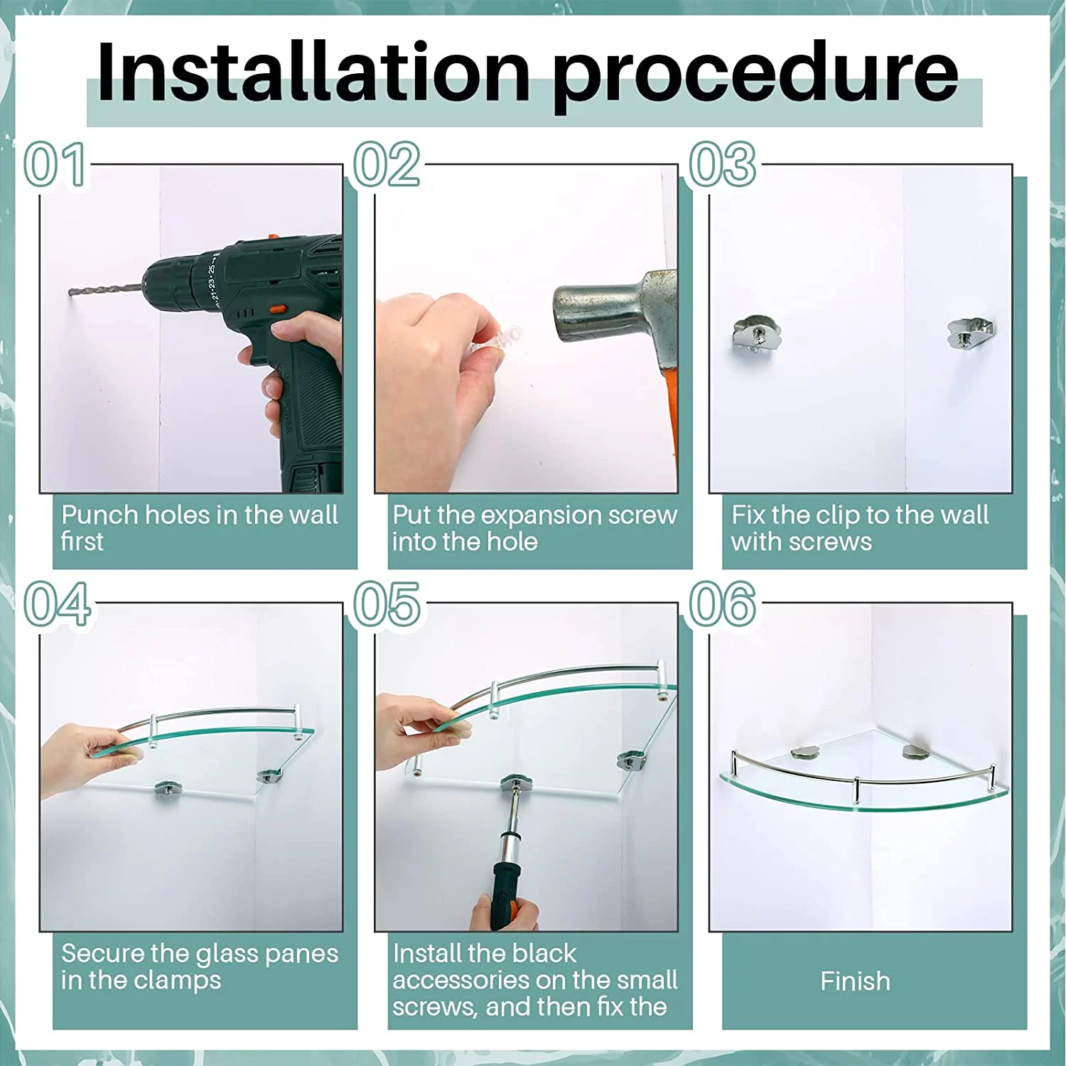 Lefree 4 Pack Bathroom Shelf Tempered Glass Floating Wall Shelves