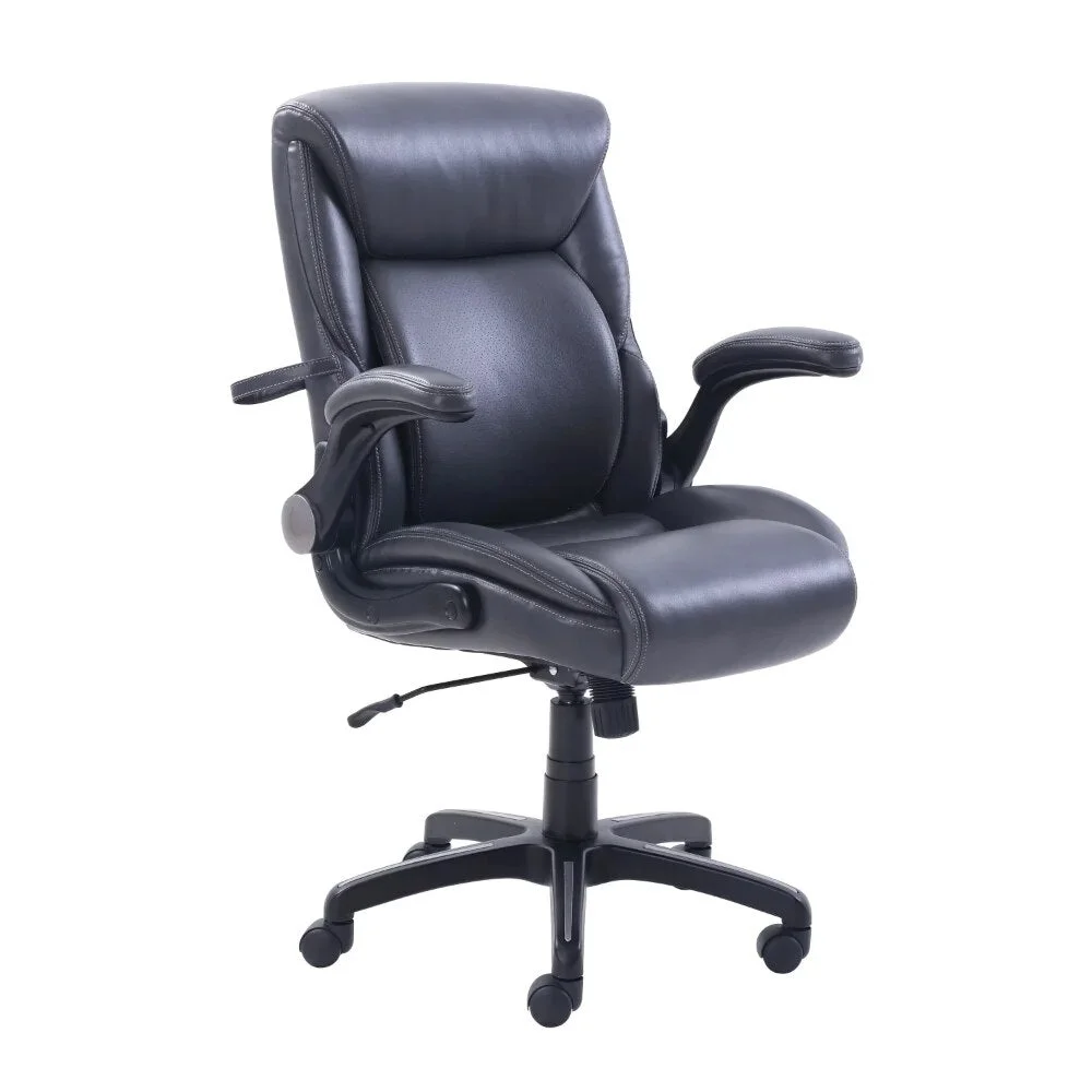 Serta Air Lumbar Bonded Leather Manager Office Chair, Black