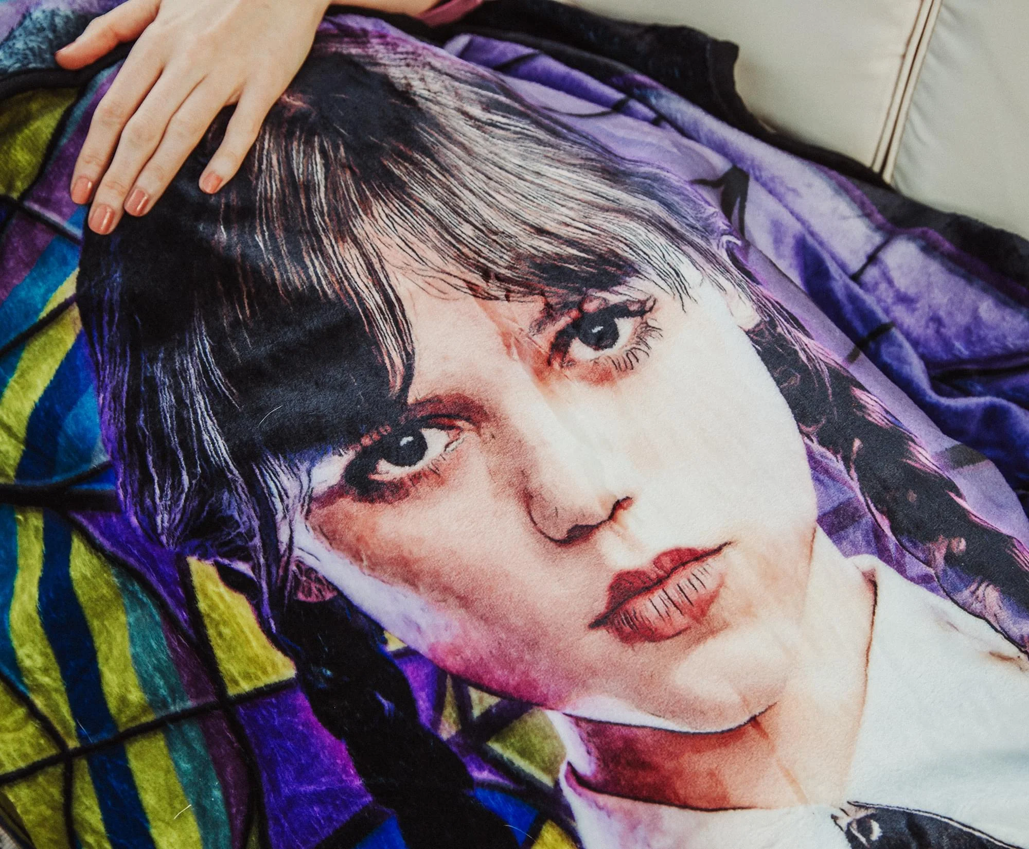 Addams Family Wednesday Signature Pose Raschel Throw Blanket | 45 x 60 Inches