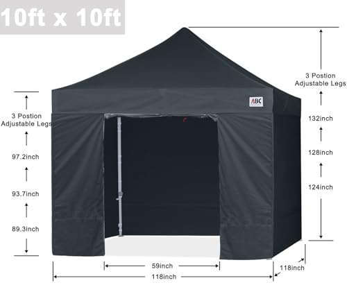 ABCCANOPY Easy Pop Up Canopy Tent with Sidewalls 10x10 Commercial -Series, White