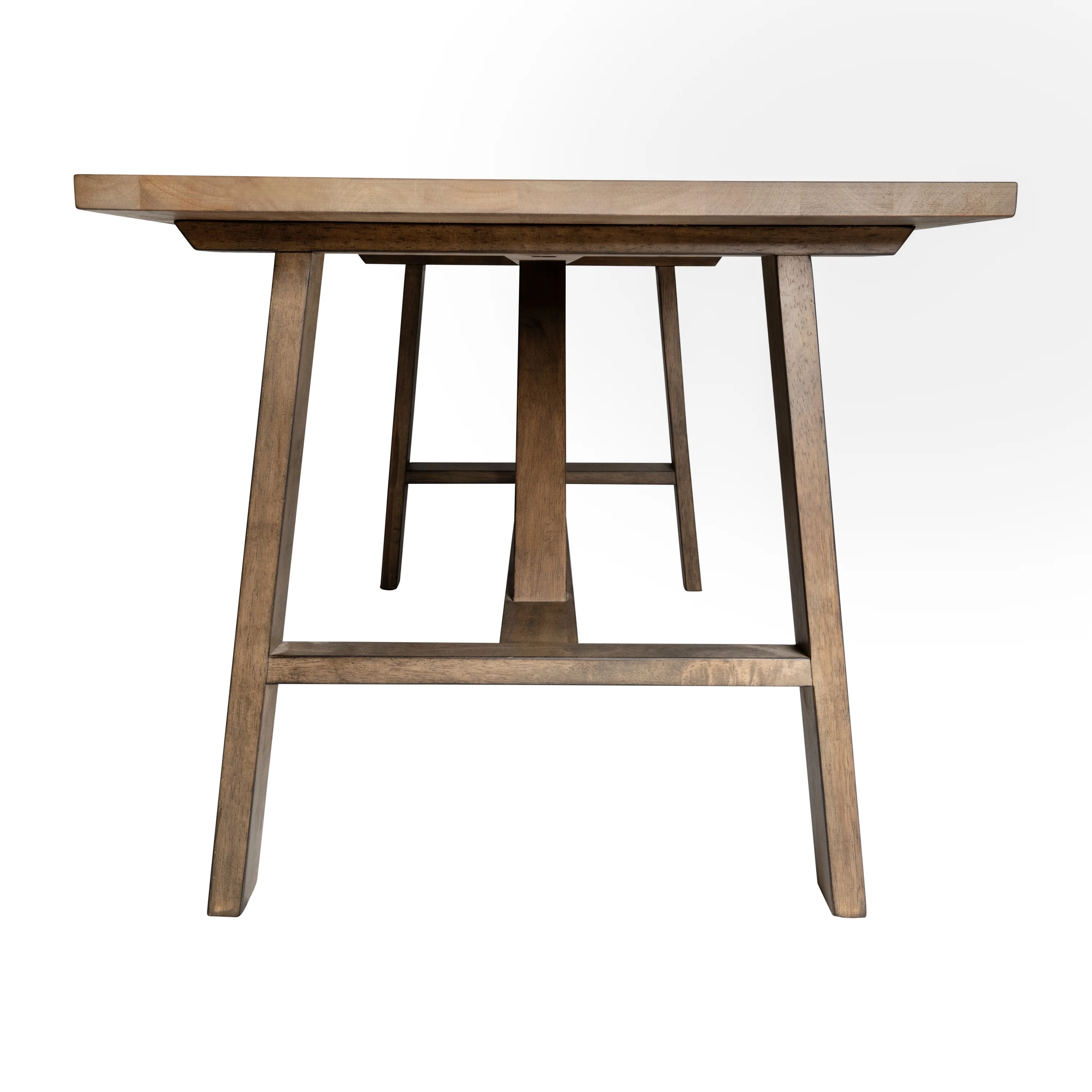 BizChair Solid Wood Farmhouse Coffee Table, Trestle Style Accent Table in Rustic Brown