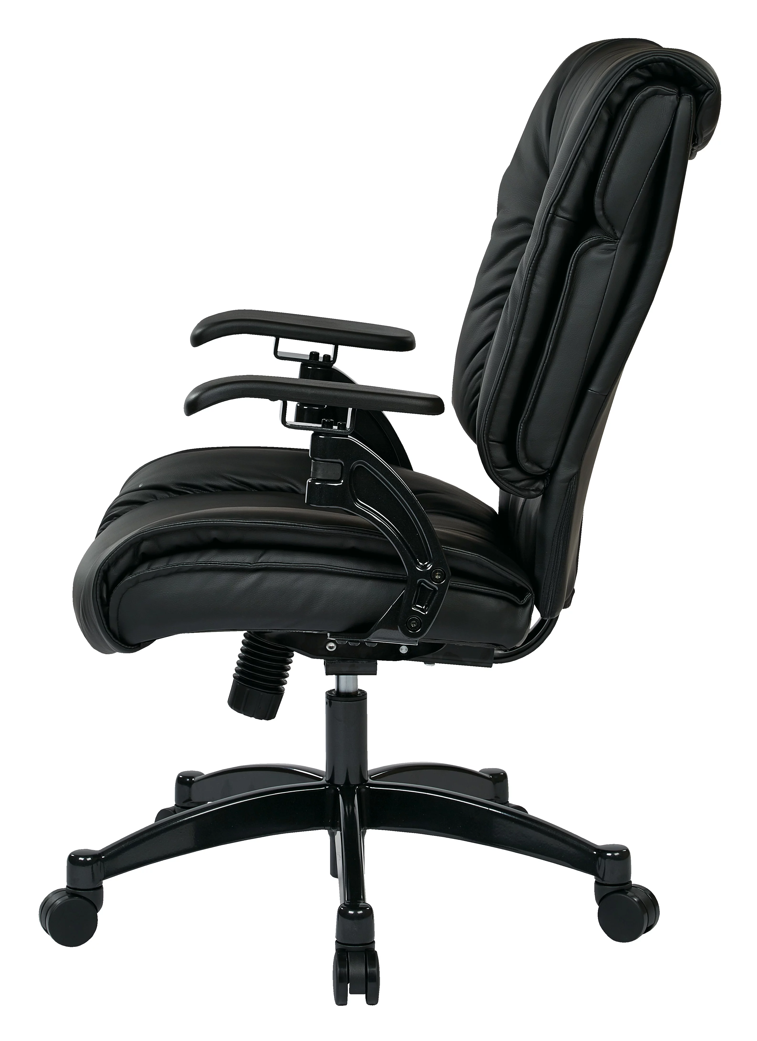 SPACE Seating SPACE Seating Black Bonded Leather Conference Chair with Cantilever Arms, and industrial steel Finish Base