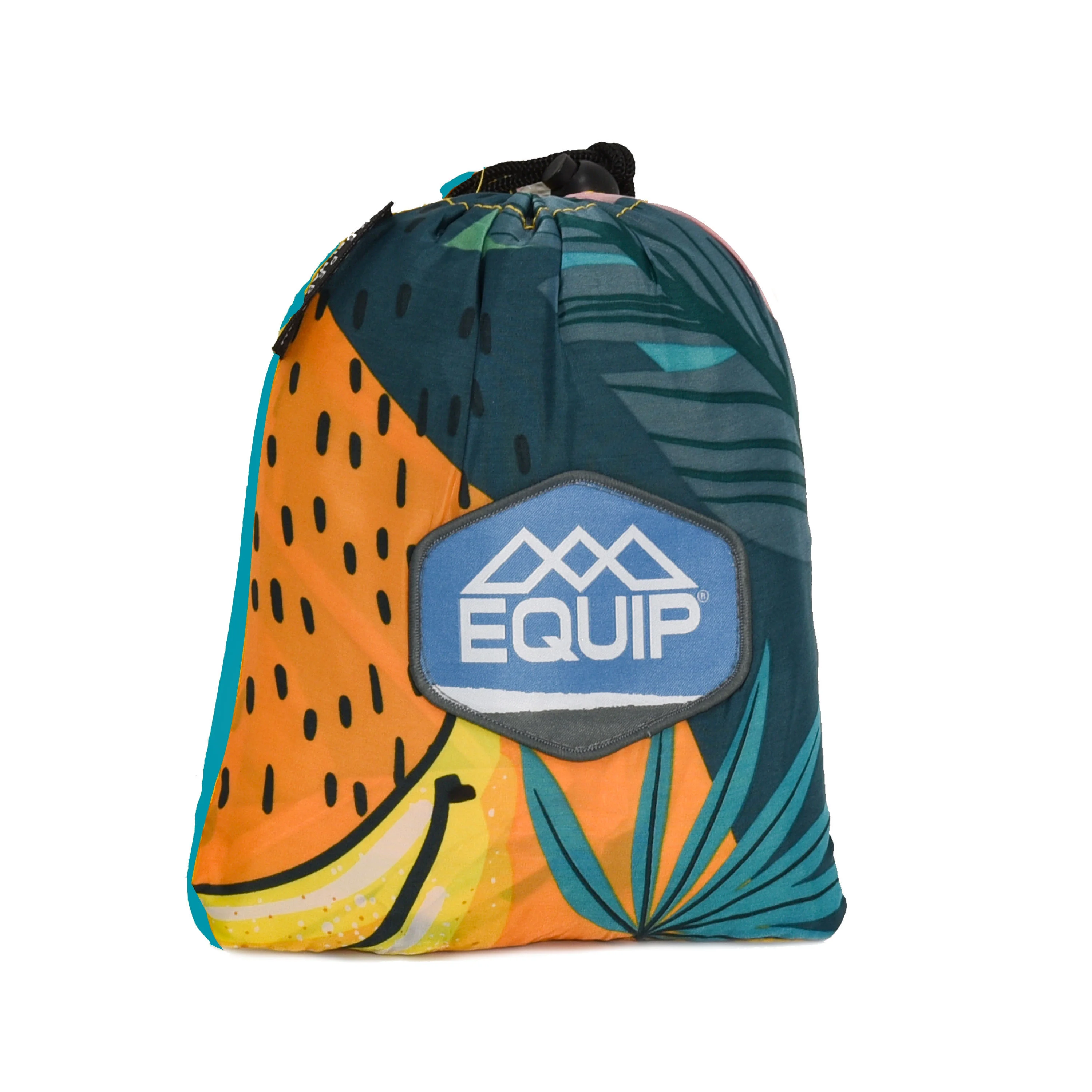 Equip Lightweight Portable Nylon Camping 1 Person Travel Hammock, Blue Tropic Like It's Hot Pattern, Assembled Size 116