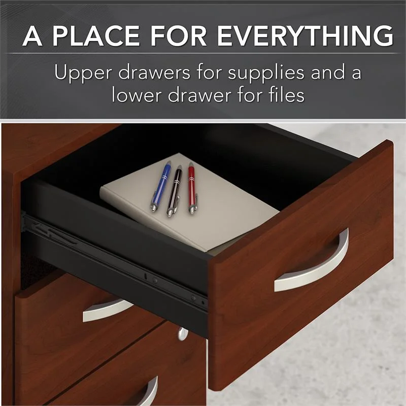 Home Square 2 Piece Wood Mobile Filing Cabinet Set in Hansen Cherry