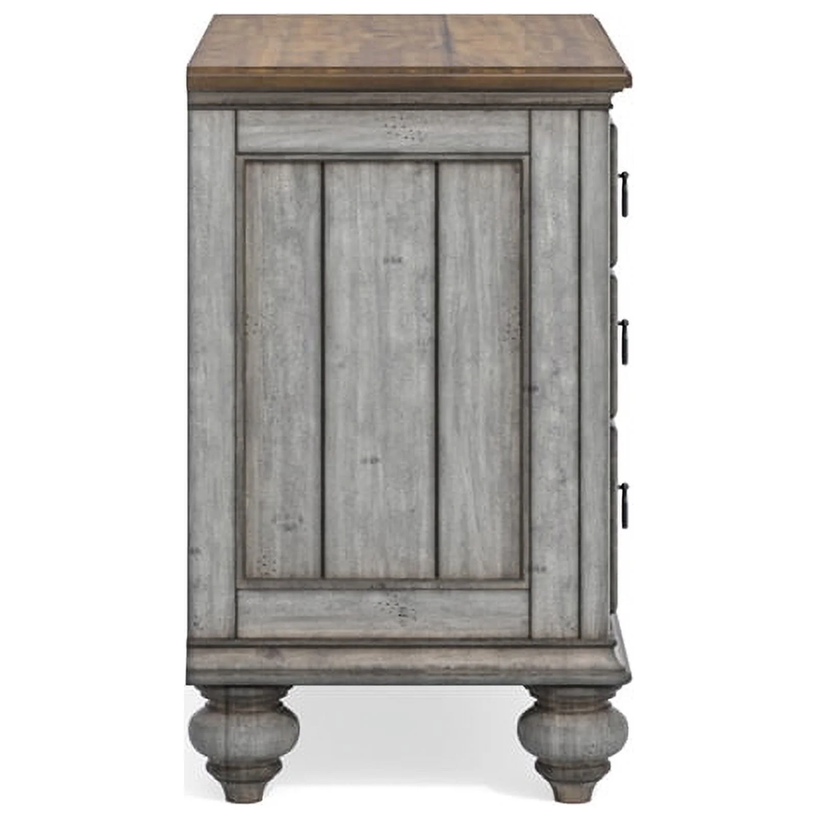 Homestyles Plymouth Weathered Gray Nightstand with Three Drawers