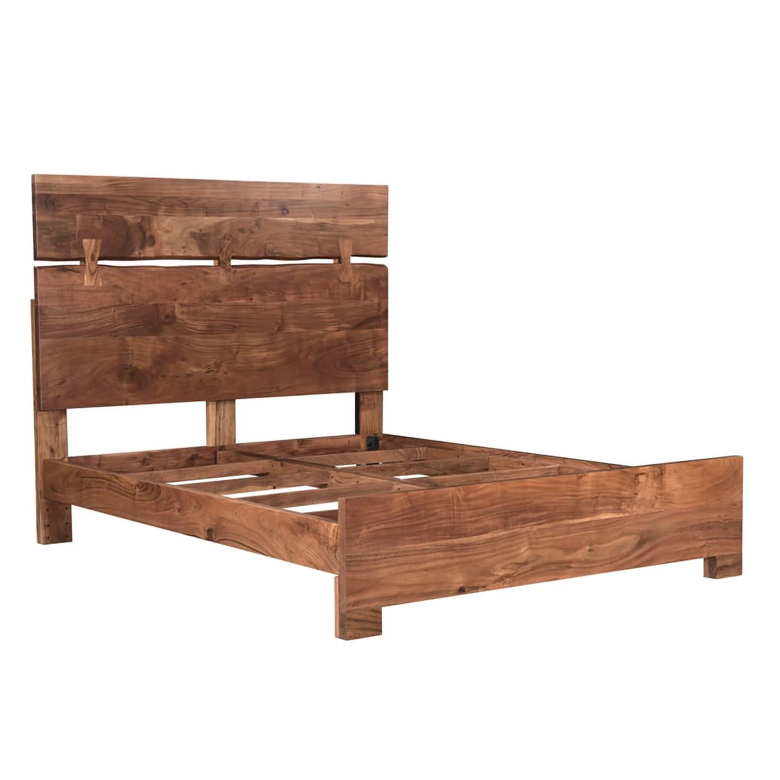 Taran Designs Harper Live Edge Solid Wood Queen Panel Bed in Brown