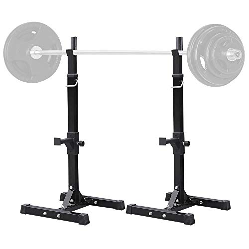 Yaheetech 45-71 Inch Adjustable Squat Rack and Bench Press Rack Portable Olympic Weight Stand Pair of Home Gym Squat Machine