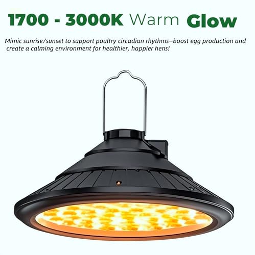 Solar Chicken Coop Light with Timer | 3000K Warm LED, IP66 Waterproof & 16.4ft Cord | Hanging Ceiling Pendant Light for Poultry Farms, Coops(with Solar Panels)