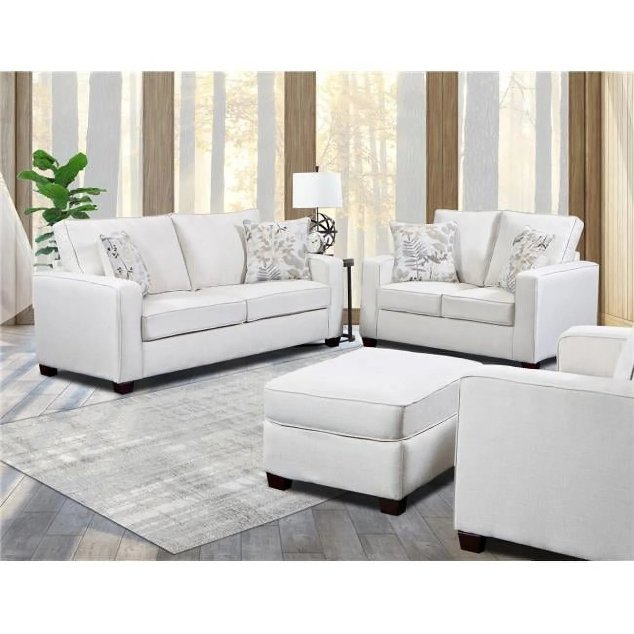 44 x 48 x 88 in. Relay Linen Sofa Set with Sleeper, Soft Washed Cream Tweed - 4 Piece