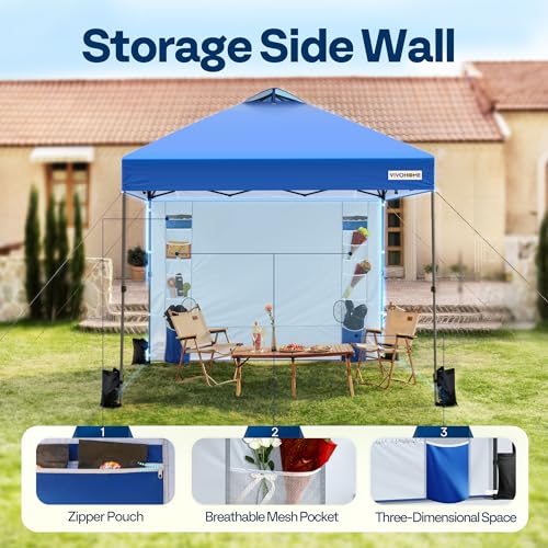 VIVOHOME 10x10ft Pop Up Canopy Tent One Push Setup Outdoor Portable Shelter Tent Heavy Duty with Wheel Carry Bag and 4 Sandbags, White