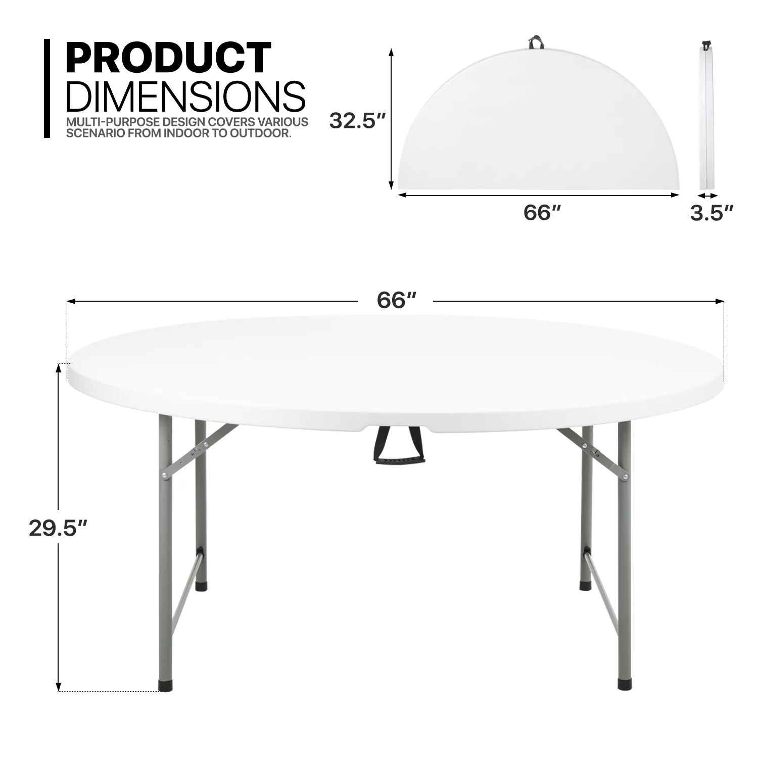 Magshion 13 Pieces 5.5 FT Folding Table and Chair Set, Indoor Outdoor Wedding Event Party Round Table and Foldable Chair for Banquet, White