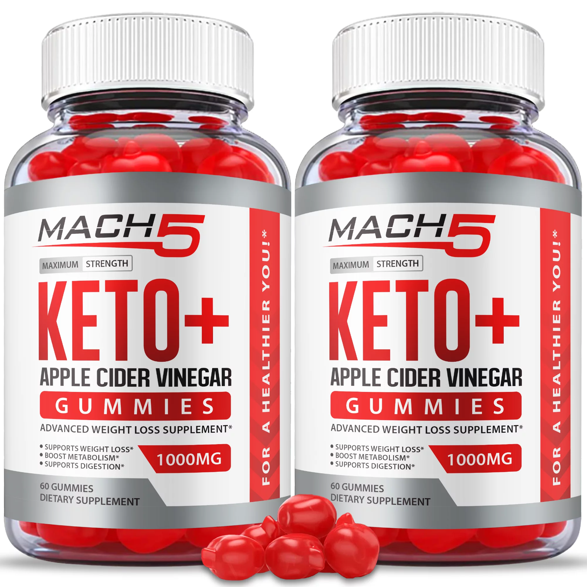 (2 Pack) Mach5 ACV Keto Gummies Apple Cider Vinegar Vegan 120 Gummies