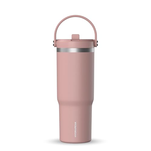 Hydrapeak Nomad 24 oz Tumbler with Handle and Straw Lid, Leakproof, Double Insulated, 24oz Cup Stainless Steel (Blush)