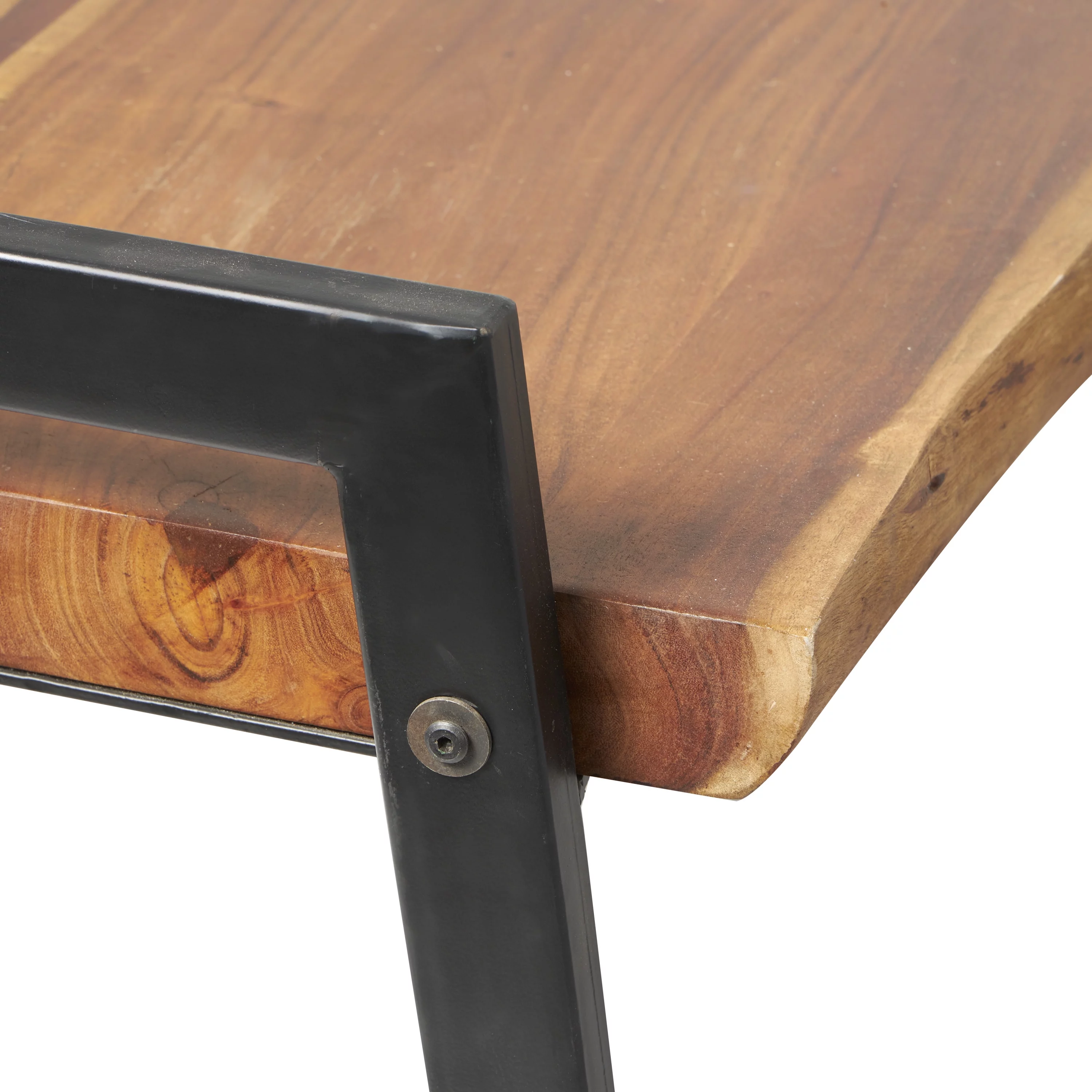 DecMode Wood Live Edge Top Bench, Brown