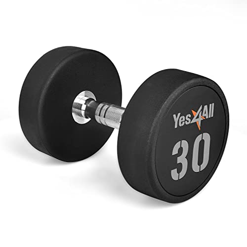 Yes4All Urethane Dumbbell with Anti-Slip Knurled Handle 5-50 LB for Muscle Building - Sold Individually